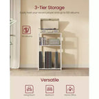 Meuble de rangement pour platine vinyle à 3 niveaux et table d'appoint – Peut contenir jusqu'à 100 disques vinyles, idéal pour le salon et la chambre
