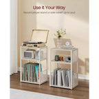 Meuble de rangement pour platine vinyle à 3 niveaux et table d'appoint – Peut contenir jusqu'à 100 disques vinyles, idéal pour le salon et la chambre