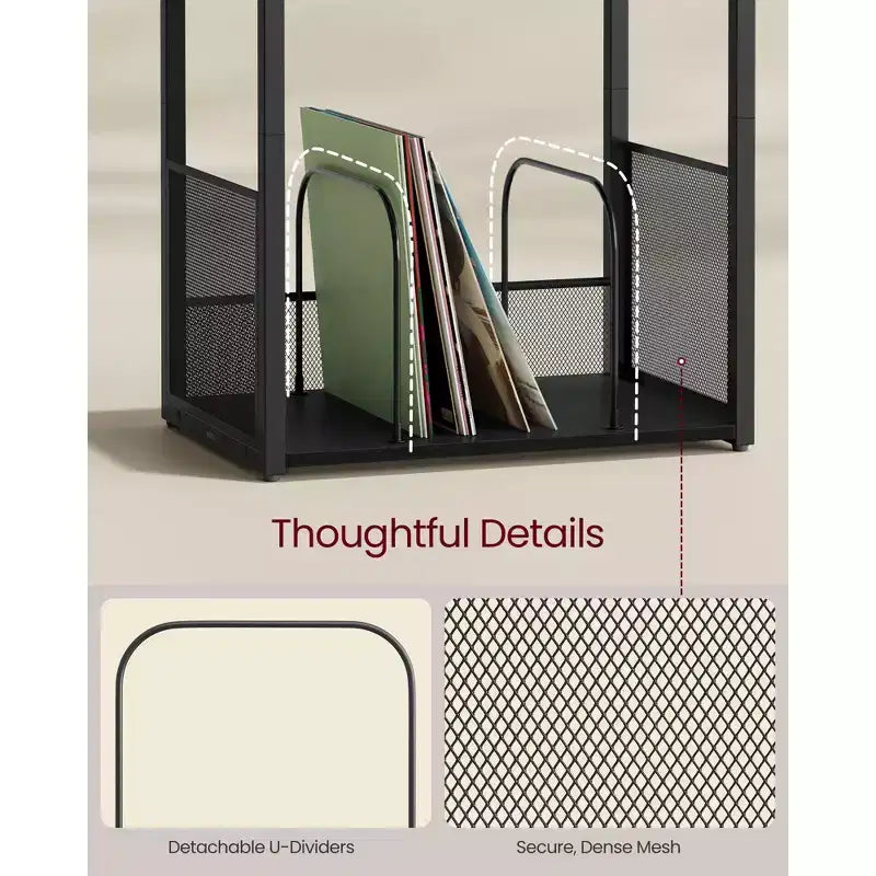 Meuble de rangement pour platine vinyle à 3 niveaux et table d'appoint – Peut contenir jusqu'à 100 disques vinyles, idéal pour le salon et la chambre