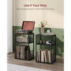 Meuble de rangement pour platine vinyle à 3 niveaux et table d'appoint – Peut contenir jusqu'à 100 disques vinyles, idéal pour le salon et la chambre