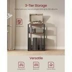 Meuble de rangement pour platine vinyle à 3 niveaux et table d'appoint – Peut contenir jusqu'à 100 disques vinyles, idéal pour le salon et la chambre
