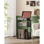 3 - Tier Record Player Stand & Side Table - Holds up to 100 Vinyl Records, Ideal for Living & Bedroom