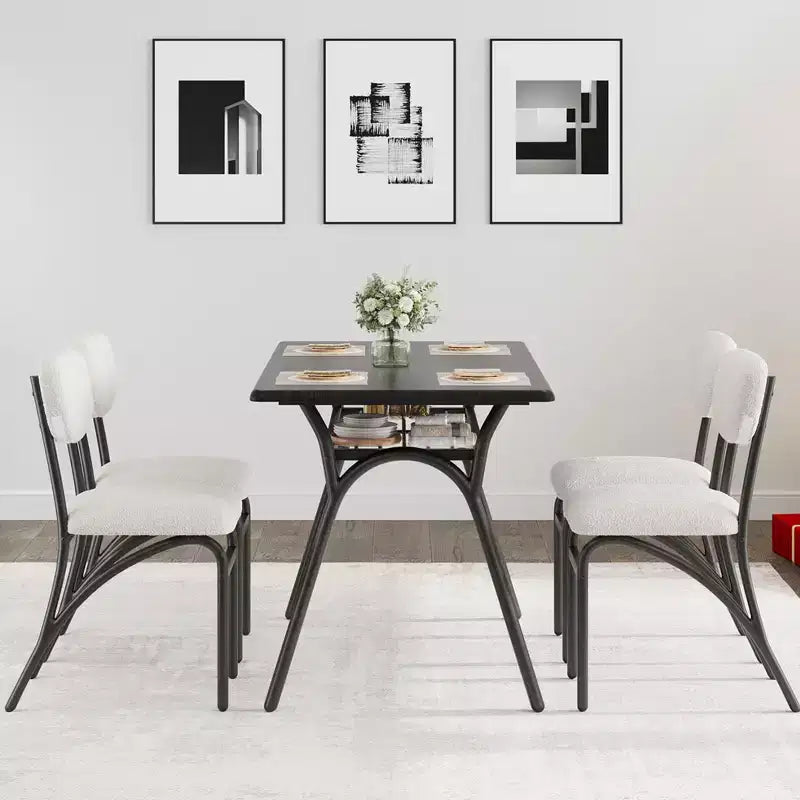 Ensemble Table à Manger WhizMax pour 4, Table de Cuisine Rectangulaire avec 4 Chaises en Boucle, Table à Manger avec Rangement