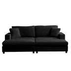 Mjkone Chaise longue surdimensionnée d'intérieur, canapé moderne en velours côtelé de 85 pouces de large avec 2 poufs mobiles, fauteuil de canapé paresseux confortable