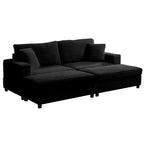 Mjkone Chaise longue surdimensionnée d'intérieur, canapé moderne en velours côtelé de 85 pouces de large avec 2 poufs mobiles, fauteuil de canapé paresseux confortable
