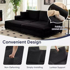 Mjkone Chaise longue surdimensionnée d'intérieur, canapé moderne en velours côtelé de 85 pouces de large avec 2 poufs mobiles, fauteuil de canapé paresseux confortable