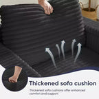 Mjkone Chaise longue surdimensionnée d'intérieur, canapé moderne en velours côtelé de 85 pouces de large avec 2 poufs mobiles, fauteuil de canapé paresseux confortable