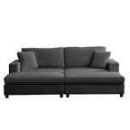 Mjkone Chaise longue surdimensionnée d'intérieur, canapé moderne en velours côtelé de 85 pouces de large avec 2 poufs mobiles, fauteuil de canapé paresseux confortable