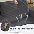 Mjkone Chaise longue surdimensionnée d'intérieur, canapé moderne en velours côtelé de 85 pouces de large avec 2 poufs mobiles, fauteuil de canapé paresseux confortable