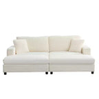 Mjkone Chaise longue surdimensionnée d'intérieur, canapé moderne en velours côtelé de 85 pouces de large avec 2 poufs mobiles, fauteuil de canapé paresseux confortable