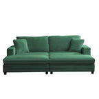 Mjkone Chaise longue surdimensionnée d'intérieur, canapé moderne en velours côtelé de 85 pouces de large avec 2 poufs mobiles, fauteuil de canapé paresseux confortable