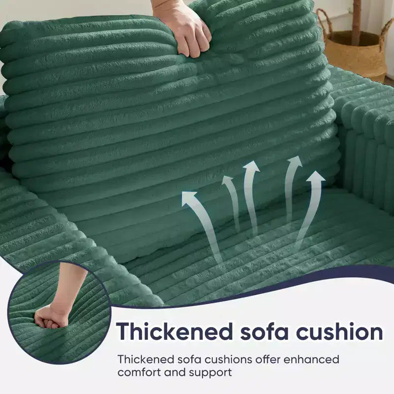 Mjkone Chaise longue surdimensionnée d'intérieur, canapé moderne en velours côtelé de 85 pouces de large avec 2 poufs mobiles, fauteuil de canapé paresseux confortable