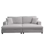 Mjkone Chaise longue surdimensionnée d'intérieur, canapé moderne en velours côtelé de 85 pouces de large avec 2 poufs mobiles, fauteuil de canapé paresseux confortable