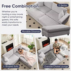 Mjkone Chaise longue surdimensionnée d'intérieur, canapé moderne en velours côtelé de 85 pouces de large avec 2 poufs mobiles, fauteuil de canapé paresseux confortable