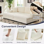 Mjkone Chaise longue surdimensionnée d'intérieur, canapé moderne en velours côtelé de 85 pouces de large avec 2 poufs mobiles, fauteuil de canapé paresseux confortable