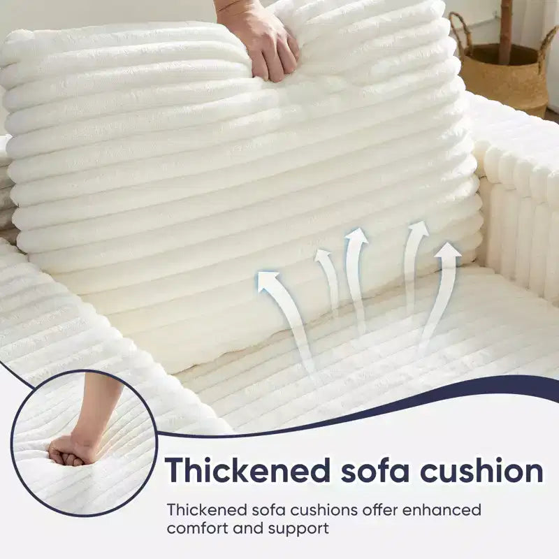 Mjkone Chaise longue surdimensionnée d'intérieur, canapé moderne en velours côtelé de 85 pouces de large avec 2 poufs mobiles, fauteuil de canapé paresseux confortable
