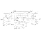 Élégant canapé sectionnel rouge en cuir semi-PU - Design en L, coussins moelleux, pouf de rangement, mobilier de salon moderne