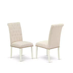 Ensemble table de cuisine 7 pièces HomeStock, chaises Parson en lin blanc