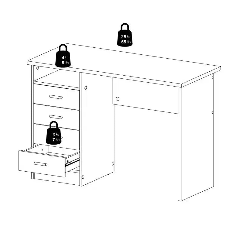 Tvilum, Bureau 4 tiroirs Bois veiné noir