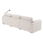 Canapé d'angle surdimensionné en chenille Whisen avec pouf de rangement et poches, support de téléphone réglable et ports de charge