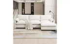 Canapé d'angle surdimensionné en chenille Whisen avec pouf de rangement et poches, support de téléphone réglable et ports de charge