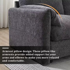 Canapé d'angle surdimensionné en chenille Whisen avec pouf de rangement et poches, support de téléphone réglable et ports de charge