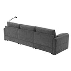 Canapé d'angle surdimensionné en chenille Whisen avec pouf de rangement et poches, support de téléphone réglable et ports de charge