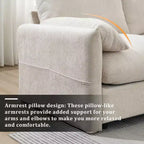 Canapé d'angle surdimensionné en chenille Whisen avec pouf de rangement et poches, support de téléphone réglable et ports de charge