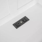 Lit cabane de taille double/complète avec cadre de lit plate-forme avec tiroirs de chevet, étagères, un ensemble de prises et un port USB, blanc-ModernLuxe