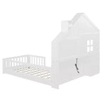 Lit cabane de taille double/complète avec cadre de lit plate-forme avec tiroirs de chevet, étagères, un ensemble de prises et un port USB, blanc-ModernLuxe