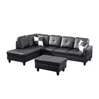 Canapé d'angle contemporain en cuir noir