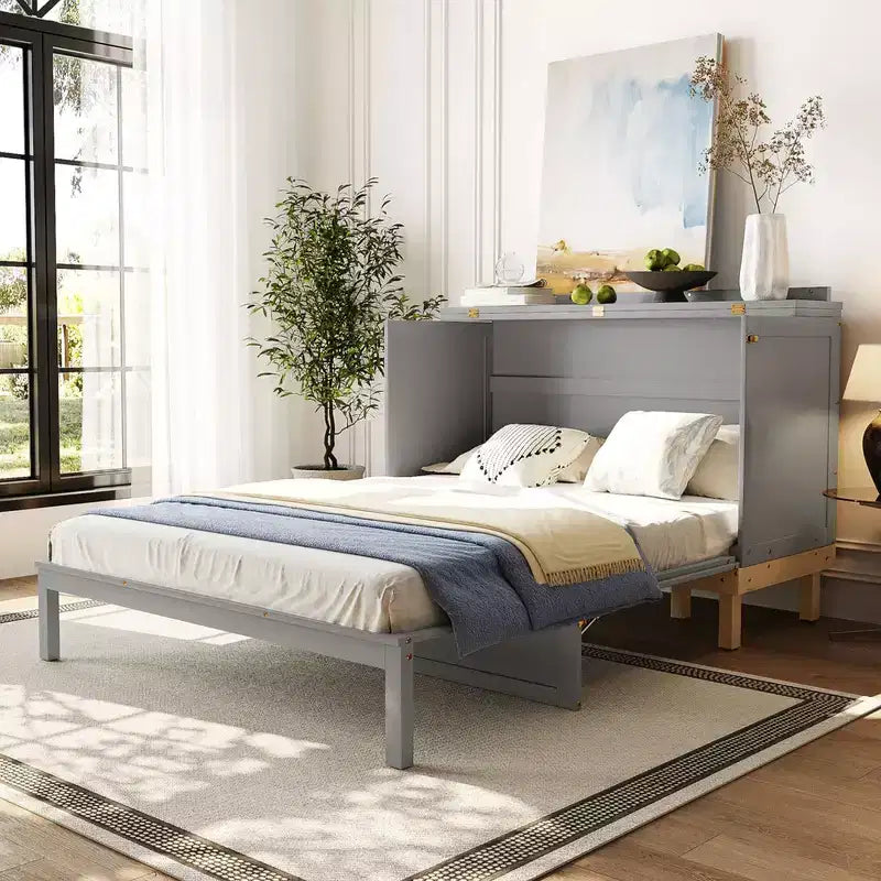 Lit escamotable grand lit (Queen Size) Whisen, peu encombrant, construction durable, installation simple avec quincaillerie incluse
