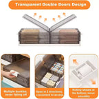 Acekool Boîtes de rangement sous lit avec roues, bacs de rangement empilables avec couvercles, organisateur coulissant pour chambre, dortoir, placard, lot de 2