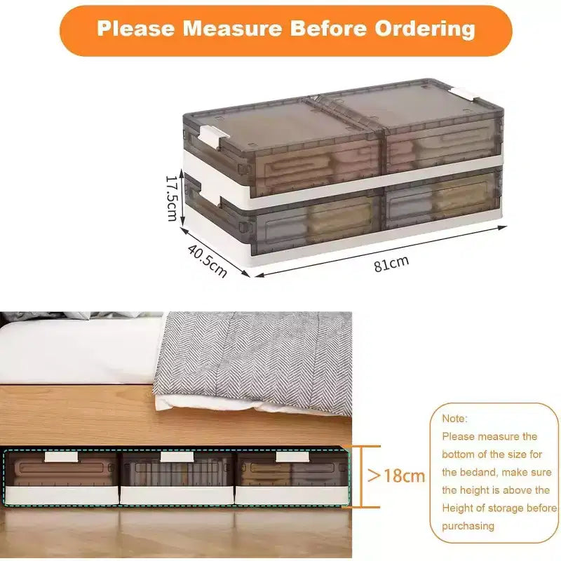 Acekool Boîtes de rangement sous lit avec roues, bacs de rangement empilables avec couvercles, organisateur coulissant pour chambre, dortoir, placard, lot de 2