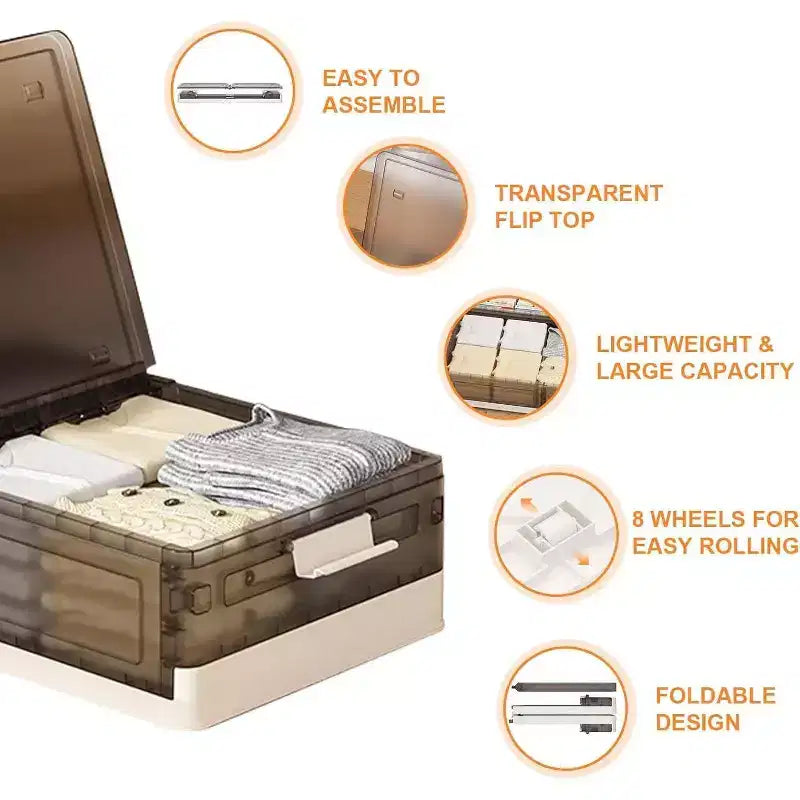 Acekool Boîtes de rangement sous lit avec roues, bacs de rangement empilables avec couvercles, organisateur coulissant pour chambre, dortoir, placard, lot de 2
