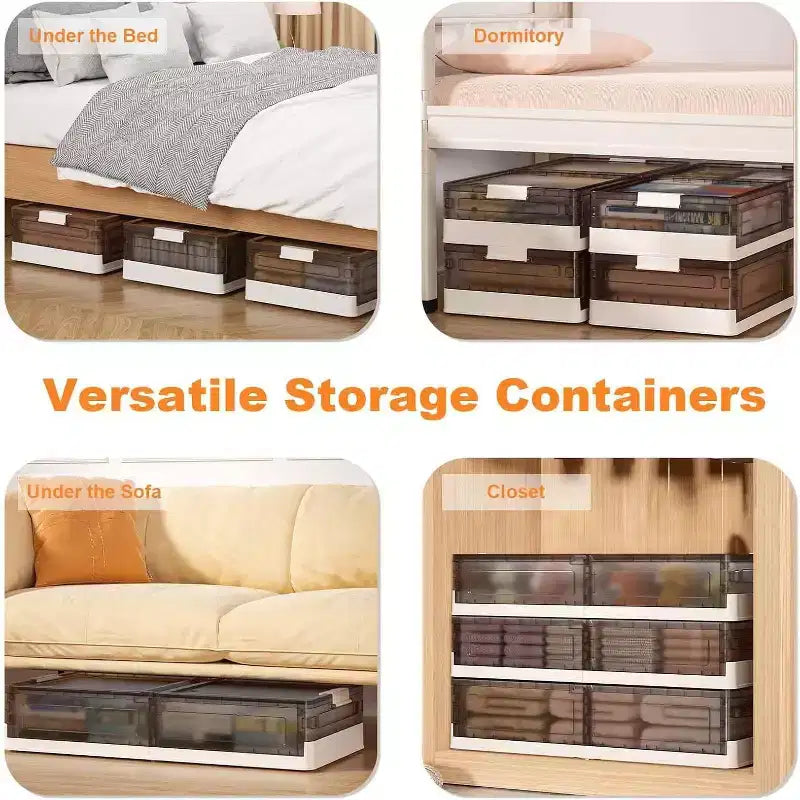 Acekool Boîtes de rangement sous lit avec roues, bacs de rangement empilables avec couvercles, organisateur coulissant pour chambre, dortoir, placard, lot de 2