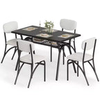 Counter Height Dining Set for 4 - Space Saving Rectangular Table with Storage & Velvet Chairs