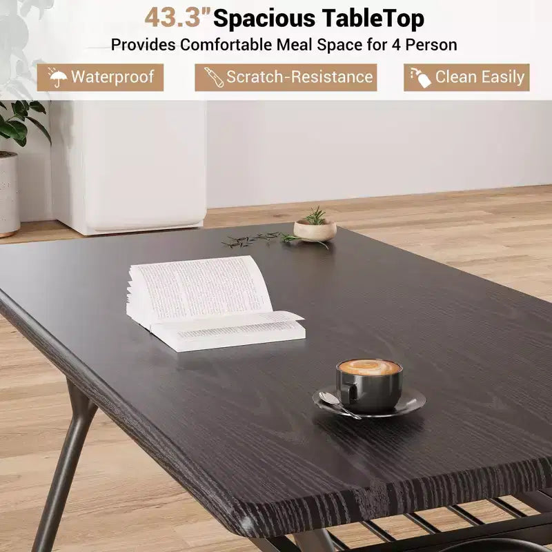 Ensemble de salle à manger hauteur comptoir pour 4 - Table rectangulaire compacte avec rangement et chaises en velours