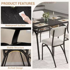 Ensemble de salle à manger hauteur comptoir pour 4 - Table rectangulaire compacte avec rangement et chaises en velours
