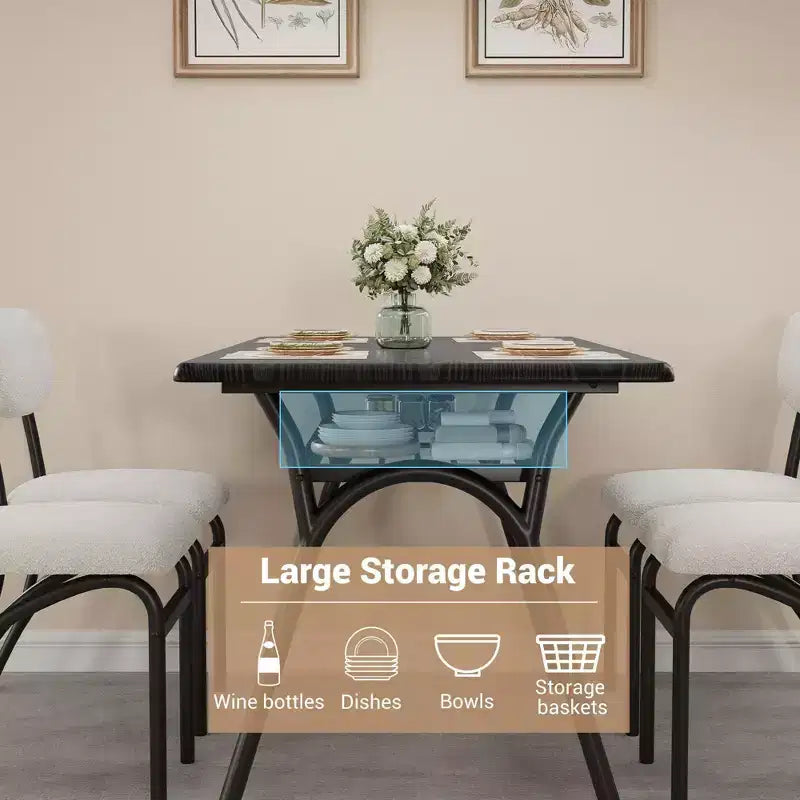 Ensemble de salle à manger hauteur comptoir pour 4 - Table rectangulaire compacte avec rangement et chaises en velours
