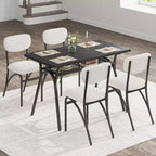 Ensemble de salle à manger hauteur comptoir pour 4 - Table rectangulaire compacte avec rangement et chaises en velours