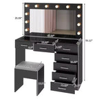 Coiffeuse noire avec tabouret