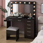 Coiffeuse noire avec tabouret