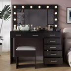 Coiffeuse noire avec tabouret