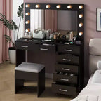 Coiffeuse noire avec tabouret