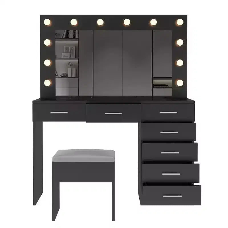 Coiffeuse noire avec tabouret
