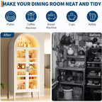 Garde-manger de cuisine voûté de 178 cm avec lumières LED et étagères réglables, étagère voûtée pour cuisine, salle à manger, salon