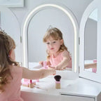Coiffeuse de luxe en bois Teamson Kids Glow avec miroir LED, rangement et tabouret, blanc