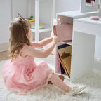 Coiffeuse de luxe en bois Teamson Kids Glow avec miroir LED, rangement et tabouret, blanc