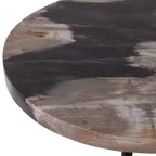 Table d'appoint avec plateau rond en marbre et base décorative - Pièce d'appoint moderne pour les petits espaces, la décoration de pièces et la décoration intérieure - 21, Noir et Marron